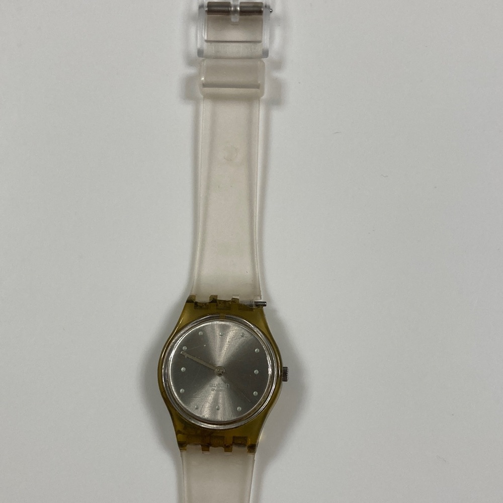 Vintage Swatch Transparent Silver Watch